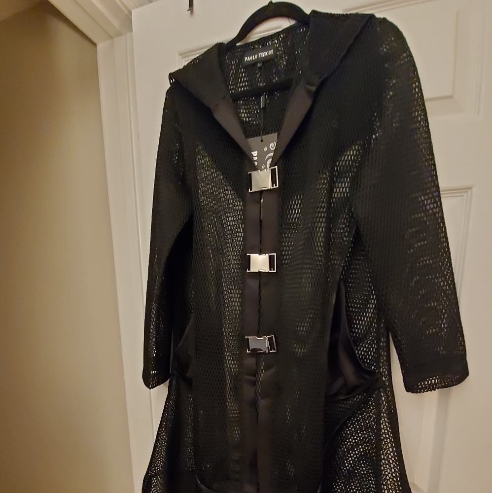 Mesh Hooded Trench Coat